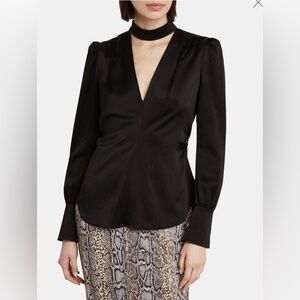 A.L.C. Hirsch Keyhole Crepe Blouse in Black Size 4